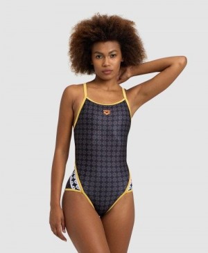 Arena 50th Superfly Back One Piece Black Multicolor / Gold | SHAMKRZ-14