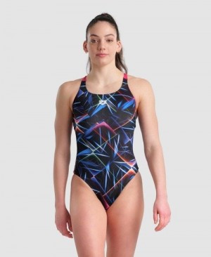 Arena Allover Pro Back One Piece Black / Multicolor / Rose | IGKQJXA-31