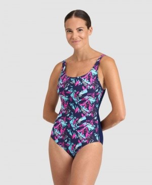 Arena Bodylift Francy Wing Back One Piece Navy / Rose Multicolor | SPKHFOZ-89