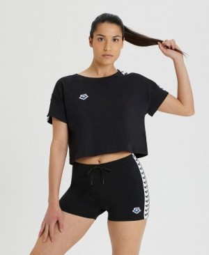 Arena Corrine Team Crop T-shirt Black / White / Black | RSBIWFH-40