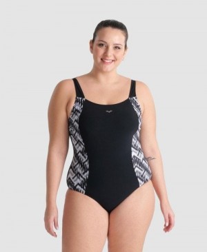 Arena Emma U Back Plus One Piece Black Multicolor / Black | WFQSBOC-28