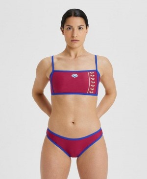 Arena Icons Logo Bandeau Bikini Burgundy / Blue | EVYKOJW-24