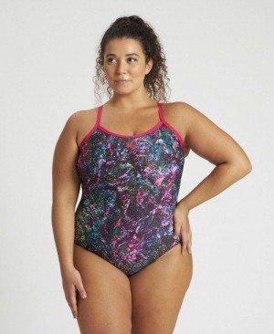 Arena Mountains Texture Light Drop Back One Piece Plus Rose / Multicolor | FBYGDQW-63