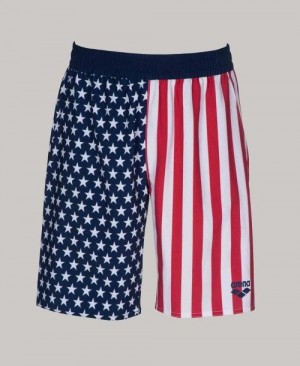 Arena Official Usa Swimming National Team Flag Print Bermuda Short Multicolor | NYPHUCL-23