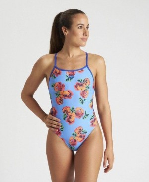 Arena Roses Lace Back One Piece Blue / Turquoise | ZJTSWKO-53