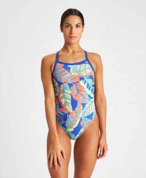 Arena Tropicals Challenge Back One Piece Blue / Multicolor | QPNRYGA-51