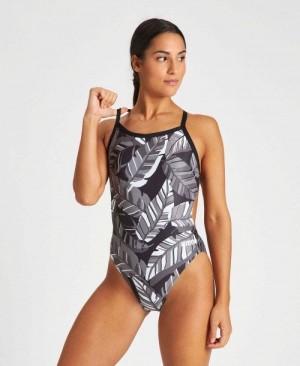 Arena Tropicals Challenge Back One Piece Black / Black Multicolor | YZJKRHN-42