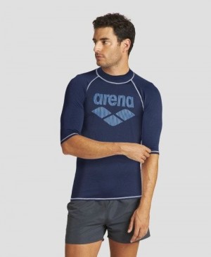 Arena T-shirt Rash Guard Navy | YTZCDEK-91