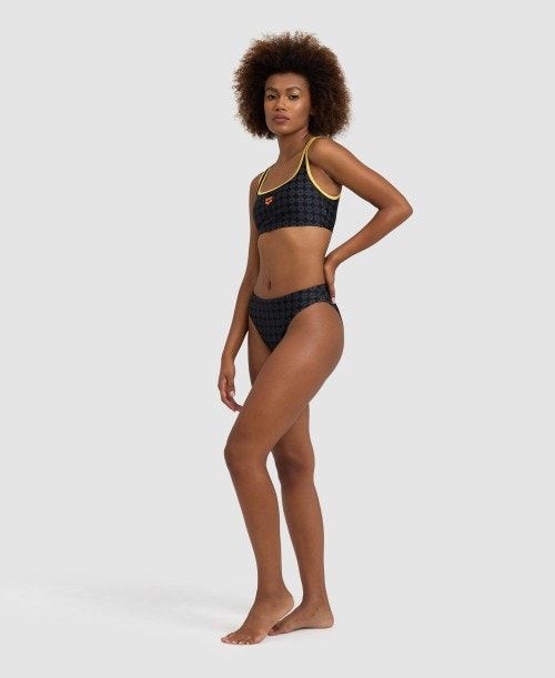 Arena 50th Anniversary Bikini Bralette Black Multicolor / Gold | NHXCAJY-37