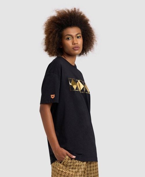 Arena 50th Anniversary Gold T-shirt Black | BSUAQVT-09