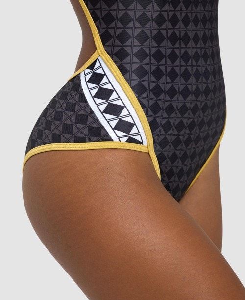 Arena 50th Superfly Back One Piece Black Multicolor / Gold | SHAMKRZ-14