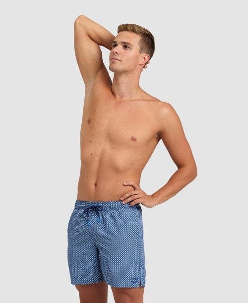 Arena Allover Beach Boxer Grey Blue Multicolor | ODLXIPG-73