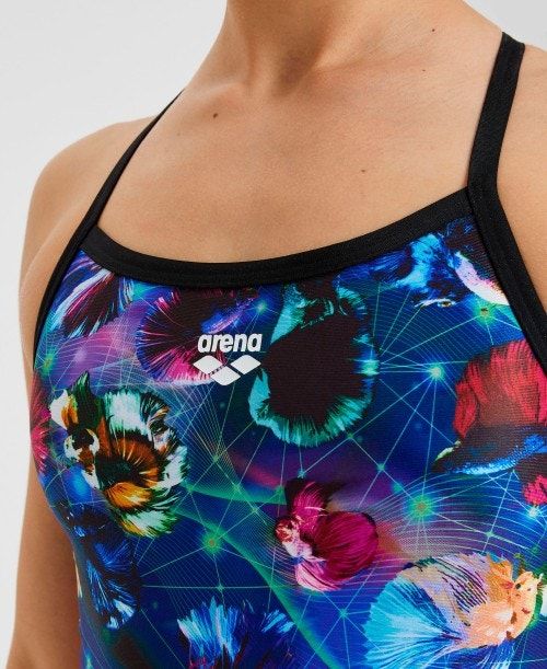 Arena Allover Challenge Back One Piece Black / Multicolor | BERHCMD-79