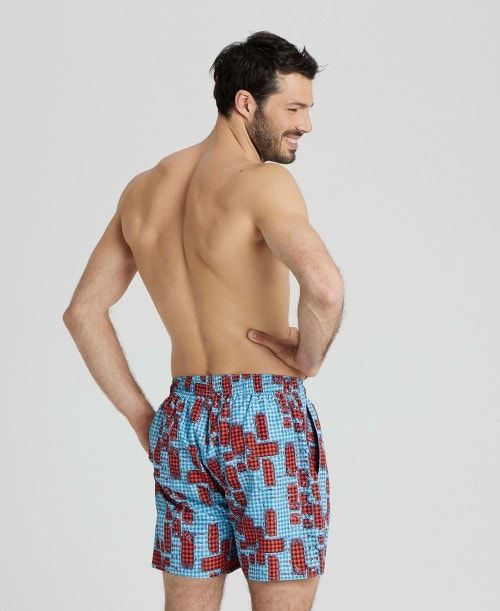 Arena Allover Print Beach Boxer Red Multicolor | QWTSNIK-76