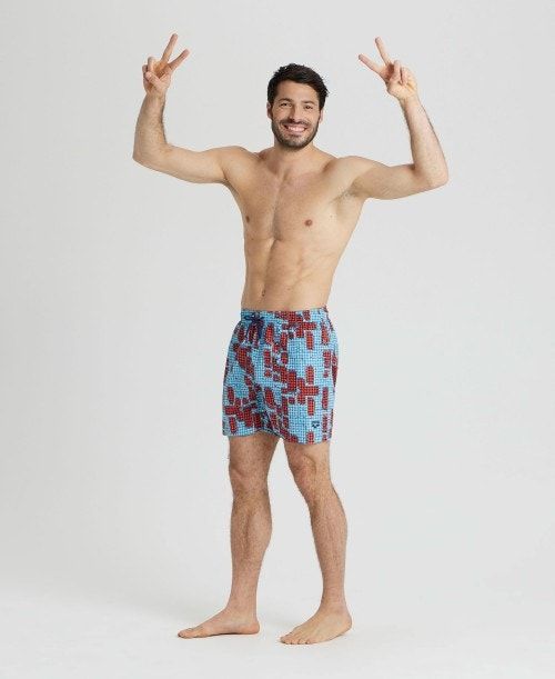 Arena Allover Print Beach Boxer Red Multicolor | QWTSNIK-76