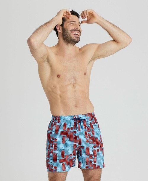 Arena Allover Print Beach Boxer Red Multicolor | QWTSNIK-76