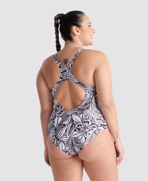 Arena Allover Pro Back Plus One Piece Black Multicolor | RAIVFWQ-58