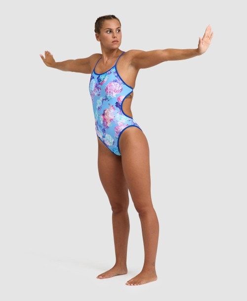 Arena Allover Reversible Challenge Back One Piece Blue Multicolor | MSFHPDB-98