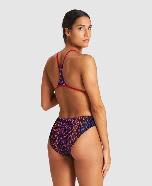 Arena Animal Stripe Booster Back One Piece Rose / Multicolor | FTJSEIZ-75