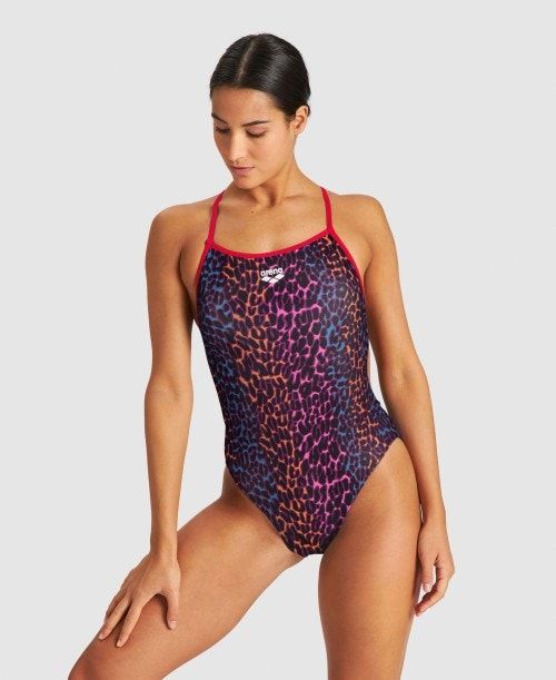 Arena Animal Stripe Booster Back One Piece Rose / Multicolor | FTJSEIZ-75