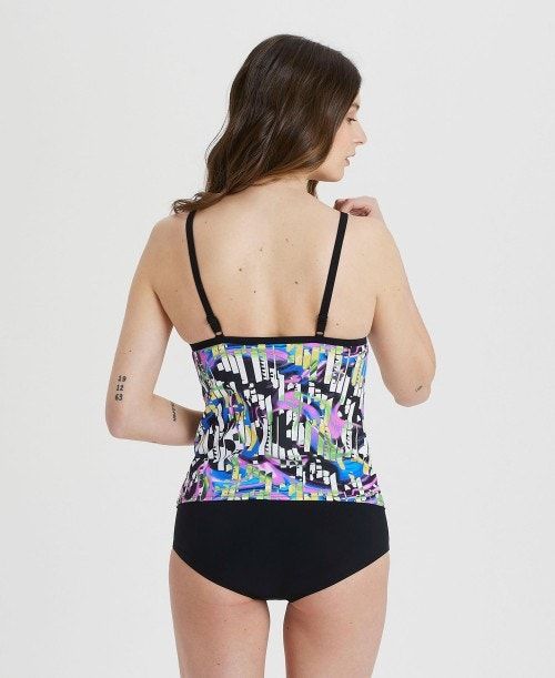 Arena Bodylift Carolina Tankini Black Multicolor / Black | XKFCSYP-08