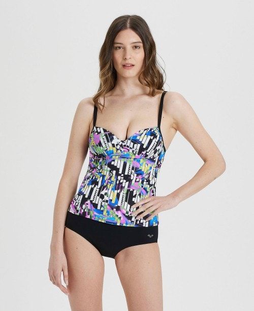 Arena Bodylift Carolina Tankini Black Multicolor / Black | XKFCSYP-08