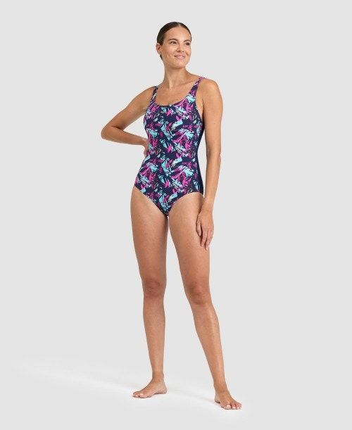 Arena Bodylift Francy Wing Back One Piece Navy / Rose Multicolor | SPKHFOZ-89