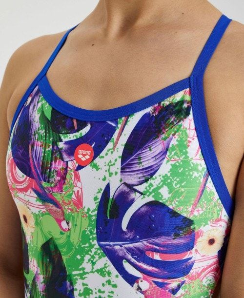 Arena Crazy Allover Print Xcross Back One Piece Blue / Multicolor | LGEXYNU-48