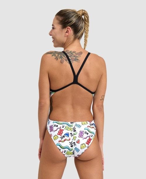 Arena Crazy Challenge Back One Piece Black / White Multicolor | VMQFIBU-09