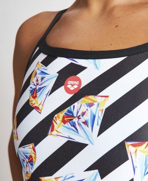 Arena Crazy Diamonds Challenge Back One Piece Black / White Multicolor | JIYCLQH-58