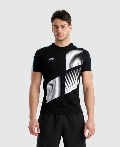 Arena Diamonds T-shirt Black / White / Blue | VNGSHXJ-70