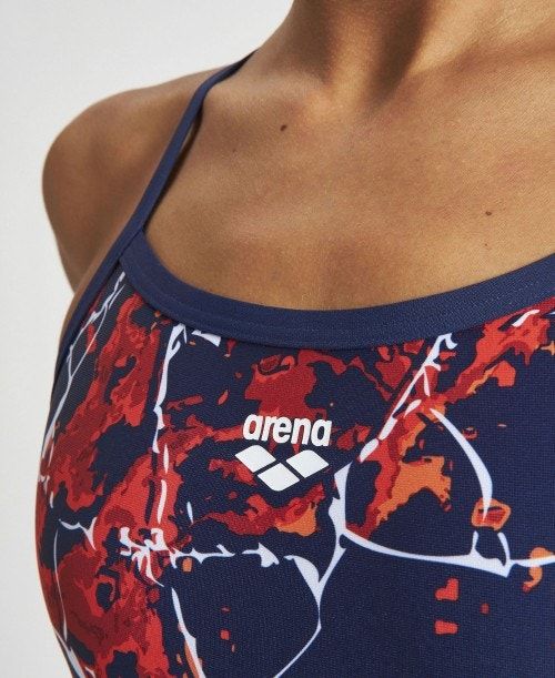 Arena Earth Texture Challenge Back One Piece Navy / Red Multicolor | UKDHTEQ-04