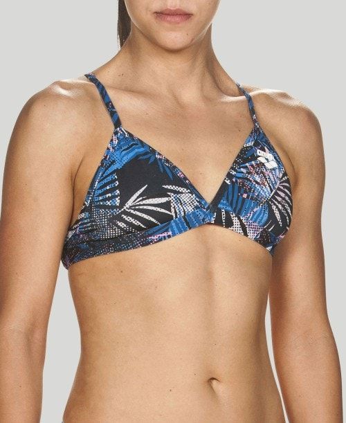 Arena Floral Allover Tie Back Top Navy / Multicolor | PGHQBFK-71