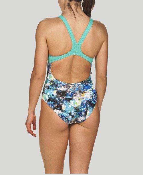 Arena Floral Dots Swim Pro Back - Maxlife White / Multicolor | NYPOARM-73