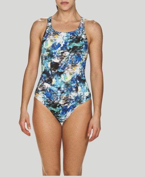 Arena Floral Dots Swim Pro Back - Maxlife White / Multicolor | NYPOARM-73