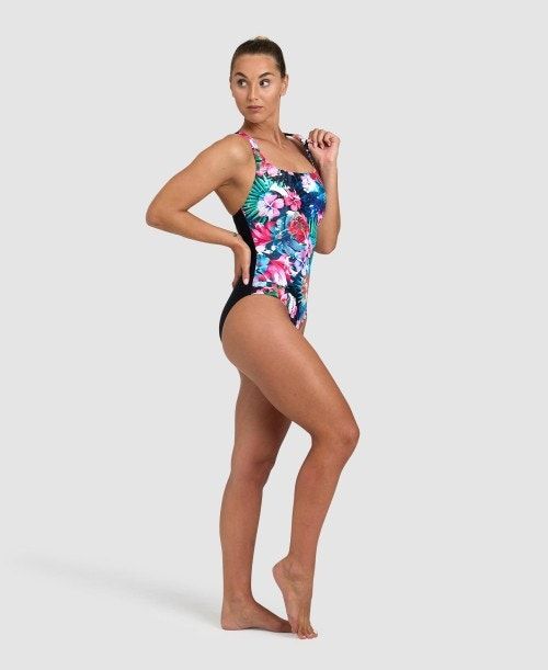 Arena Flower Control Back One Piece Black / Black Multicolor | CJDIWXF-49