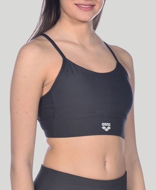 Arena Gym Bra Top Cross Straps Black / Black | HZQJKBW-83