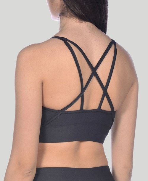 Arena Gym Bra Top Cross Straps Black / Black | HZQJKBW-83