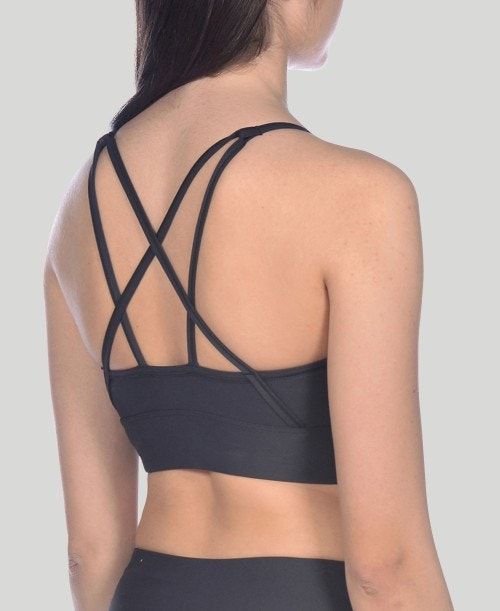 Arena Gym Bra Top Cross Straps Black / Black | HZQJKBW-83