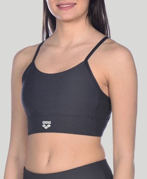 Arena Gym Bra Top Cross Straps Black / Black | HZQJKBW-83