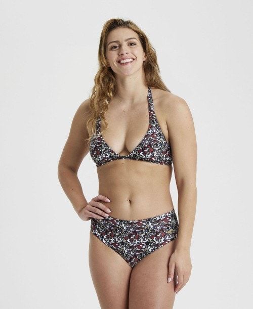 Arena Halterneck Bikini Multiprints Burgundy Multicolor | FJDMEPA-62