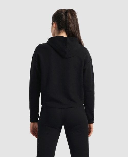 Arena Hooded Fleece Sweatshirt Black | GATKDLQ-51