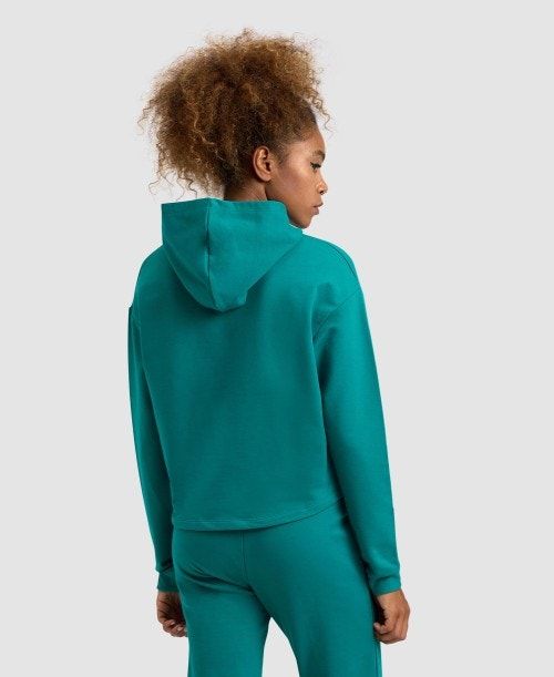 Arena Hooded Fleece Sweatshirt Green | HCTYDSM-46