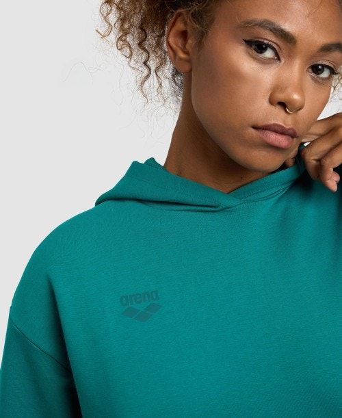 Arena Hooded Fleece Sweatshirt Green | HCTYDSM-46