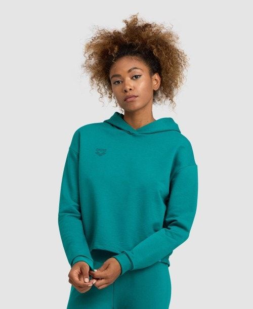 Arena Hooded Fleece Sweatshirt Green | HCTYDSM-46