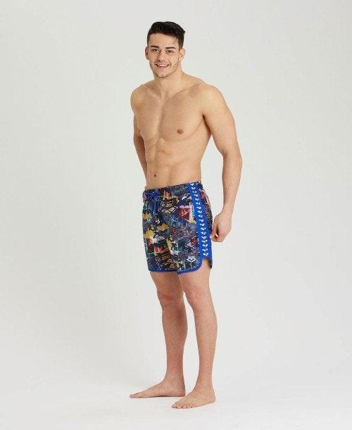 Arena Icons Allover Print Beach Boxer Blue Multicolor / Blue | GHPONUW-21