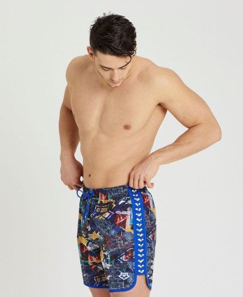 Arena Icons Allover Print Beach Boxer Blue Multicolor / Blue | GHPONUW-21