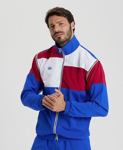 Arena Icons Convertible Jacket Blue / Burgundy / White | ZJTOHNU-09