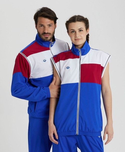 Arena Icons Convertible Jacket Blue / Burgundy / White | ZJTOHNU-09