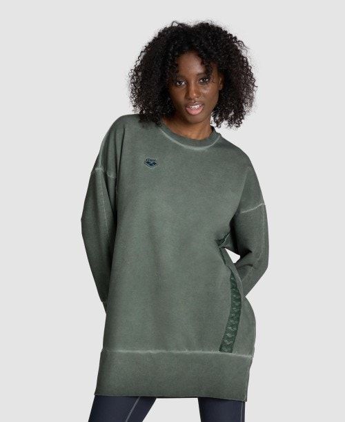 Arena Icons Oversized Crewneck Olive | ILMZETY-81